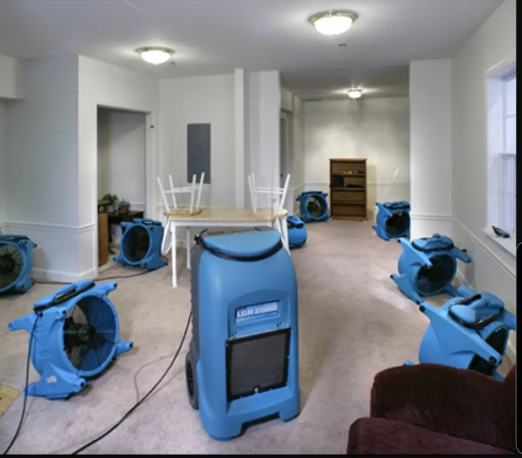 Air movers and dehumidifier setup for Water Extraction & Removal in Shelby